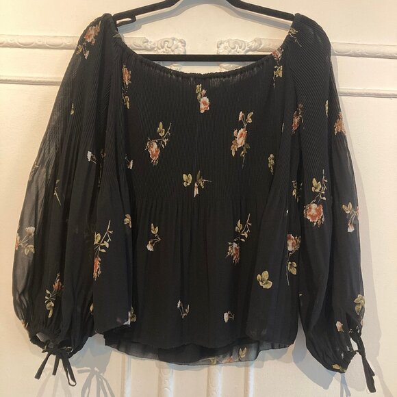 Aritzia Wilfred off the shoulder Talence floral blouse size L - Picture 8 of 10